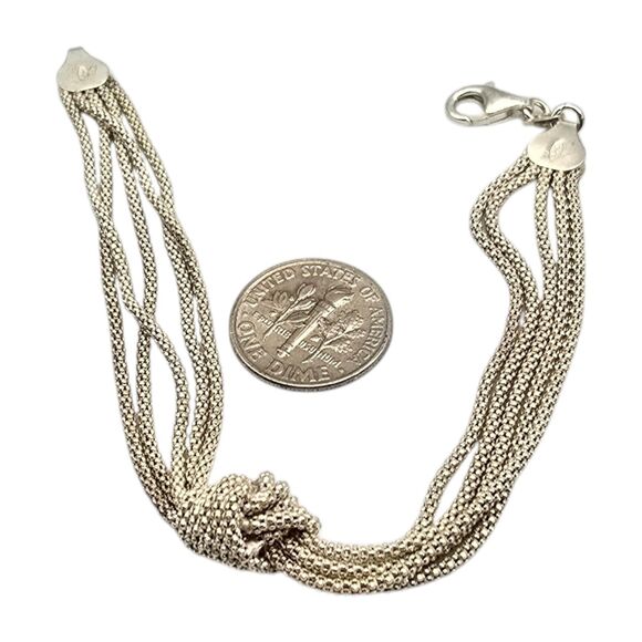 Vintage Bracelet Sterling Silver 925 Multichain Knot Italy 7" Length 6g - Picture 7 of 9